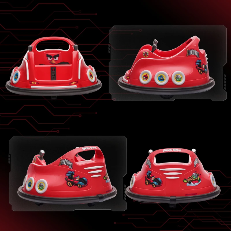 AIYAPLAY Autoscooter per Bambini, Rotazione a 360°, per 3-5 anni, con Telecomando, Musica, Rosso