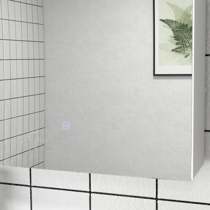 kleankin Armario mural con espejo y luz LED para Baño 2 en 1 90x15x70 cm