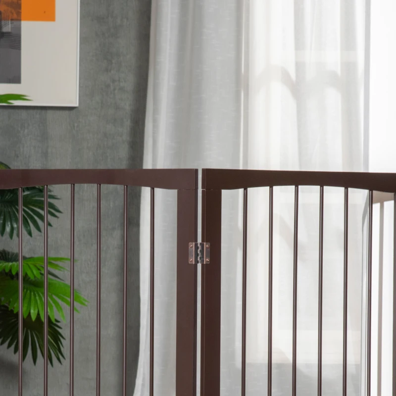 PawHut Cancellino Portatile da 3 Sezioni per Cani e Animali Domestici Divisorio di Sicurezza Pieghevole, 160x1.2x76 cm, Marrone