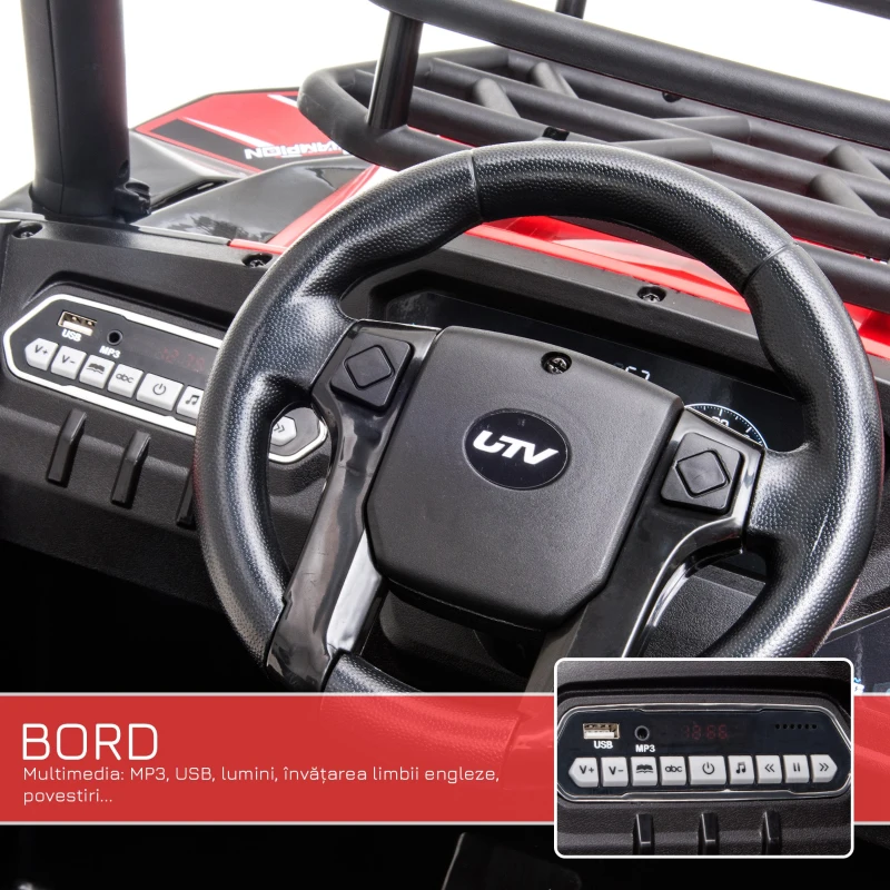 Masina Electrica pentru Copii de 3-8 Ani HOMCOM, Quad Electric Mini, Rosu si Negru(m-4)