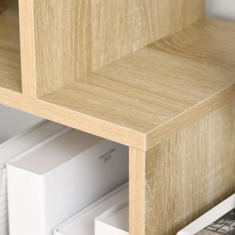 HOMCOM Estantería Zig zag Diseño Contemporáneo 70x24x178 cm Paneles de Partículas Madera Natural