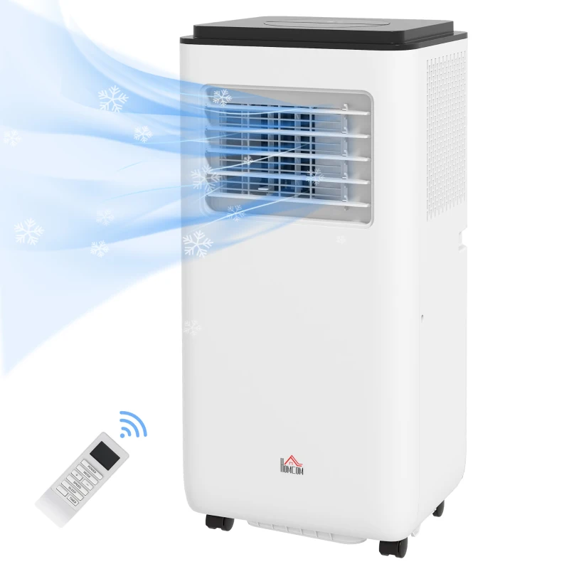 HOMCOM Aire Acondicionado Portátil 750W con 5 Modos y 2 Velocidades en Plástico y Acero 33x28x70,4 cm Blanco