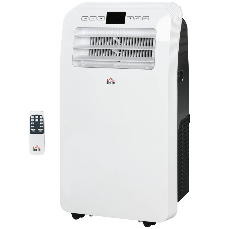 HOMCOM Aire Acondicionado Portátil con Temporizador 3 Modos y 3 Velocidades de Plástico ABS 44,3x34x81,5 cm Blanco