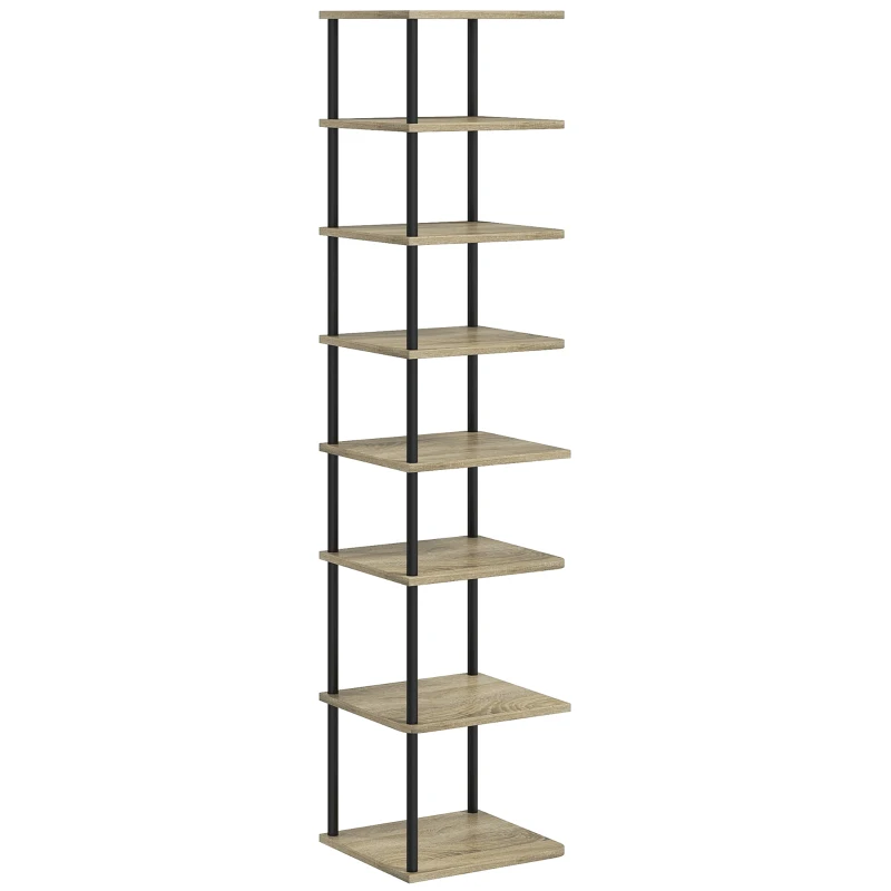 HOMCOM Zapatero Mueble para zapatos de 8 niveles Mueble de Almacenamiento con marco de metal - 28x26x125 cm