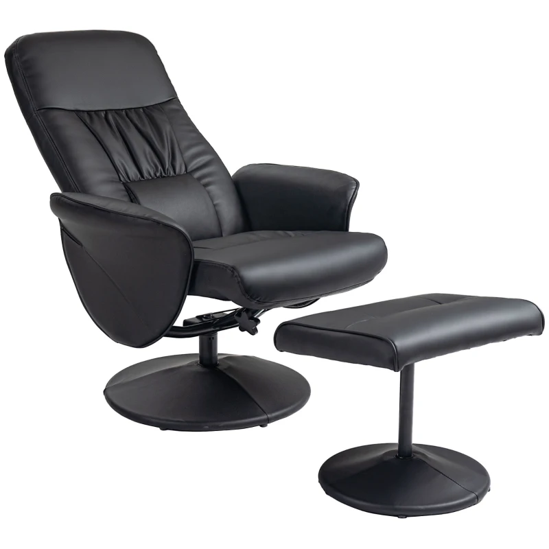 HOMCOM Conjunto de 2 piezas Sillón con Reposapiés Sillón relaxcon Reposapiés ajustable en altura respaldo inclinable Negro