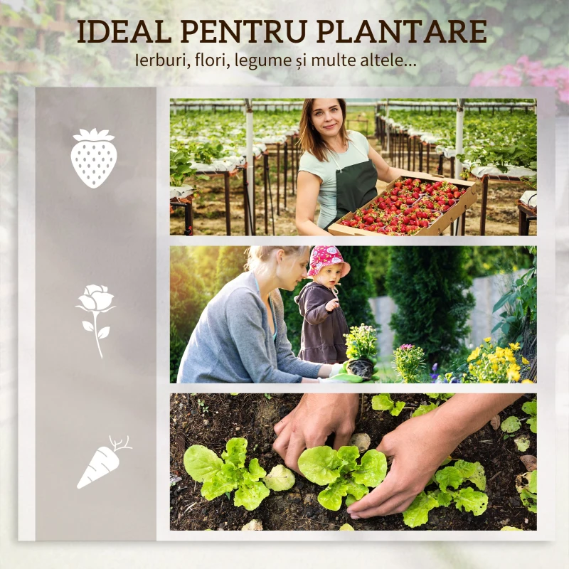 Outsunny Jardiniera cu 3 Niveluri cu Grilaj pentru Catarat Vita de Vie, Paturi Suprainaltate din Lemn pentru Gradina, Jardiniera in Aer Liber pentru Legume, Flori, Ierburi, Nuanta Natur
