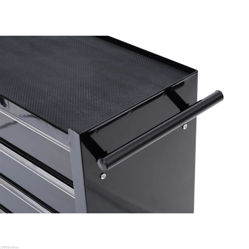 HOMCOM Werkzeugkiste, Werkzeugschrank, rollbar, 5 Schubladen, Stahl, Schwarz(m-9)