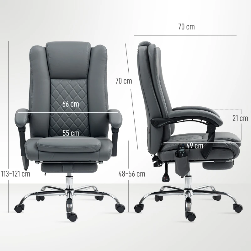 HOMCOM Executive Office Chair with 6-point Massage and Heat - Light Grey