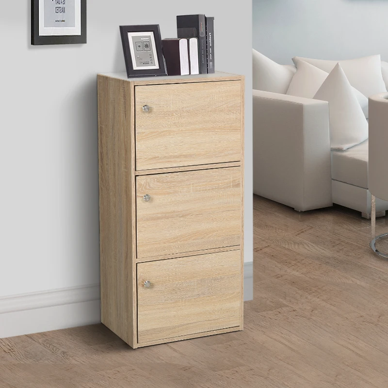 HOMCOM Mueble de Almacenamiento Armario Multiuso con 3 Estantes y 3 Puertas para Casa Dormitorio Sala de Estar u Oficina 48x34x100 cm(m-2)