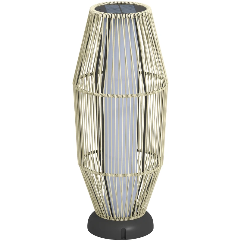 Outsunny Lampada Solare da Giardino con Illuminazione LED, in PE, Rattan e Acciaio, Ø26x72 cm, Grigio