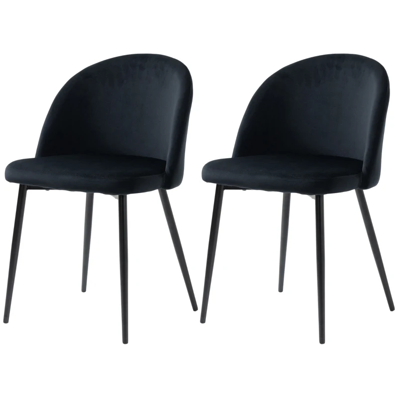HOMCOM Conjunto de 2 sillas de comedor silla de cocina escandinava silla de terciopelo acolchada con patas afiladas de metal