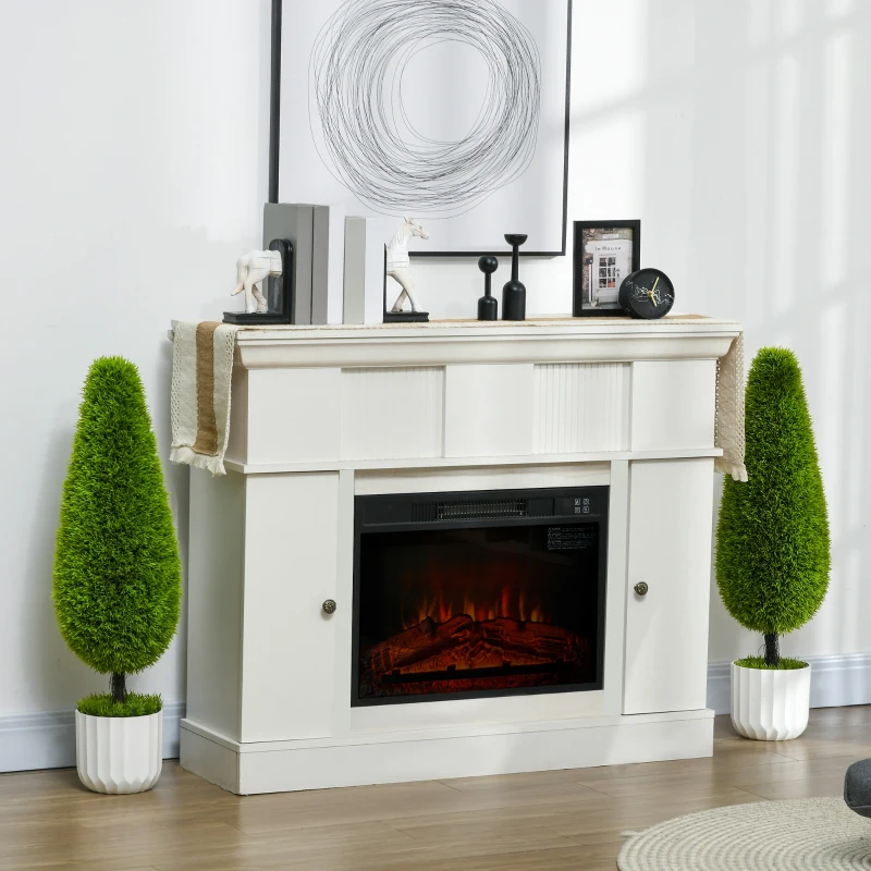 HOMCOM Conjunto de 2 Plantas Artificiales con Maceta y Musgo Artificial; Ciprés Artificial Blanco + Verde