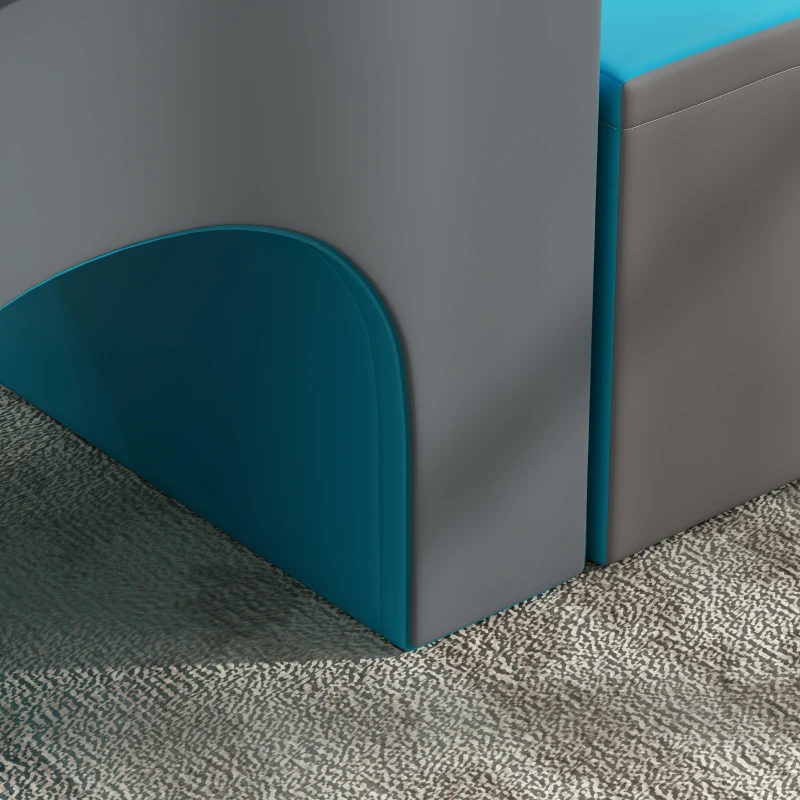 HOMCOM Juego de 7 Bloques de Espuma para Niños Bloques de Construcción Figuras de Construcción para Escalar y Gatear Azul y Gris