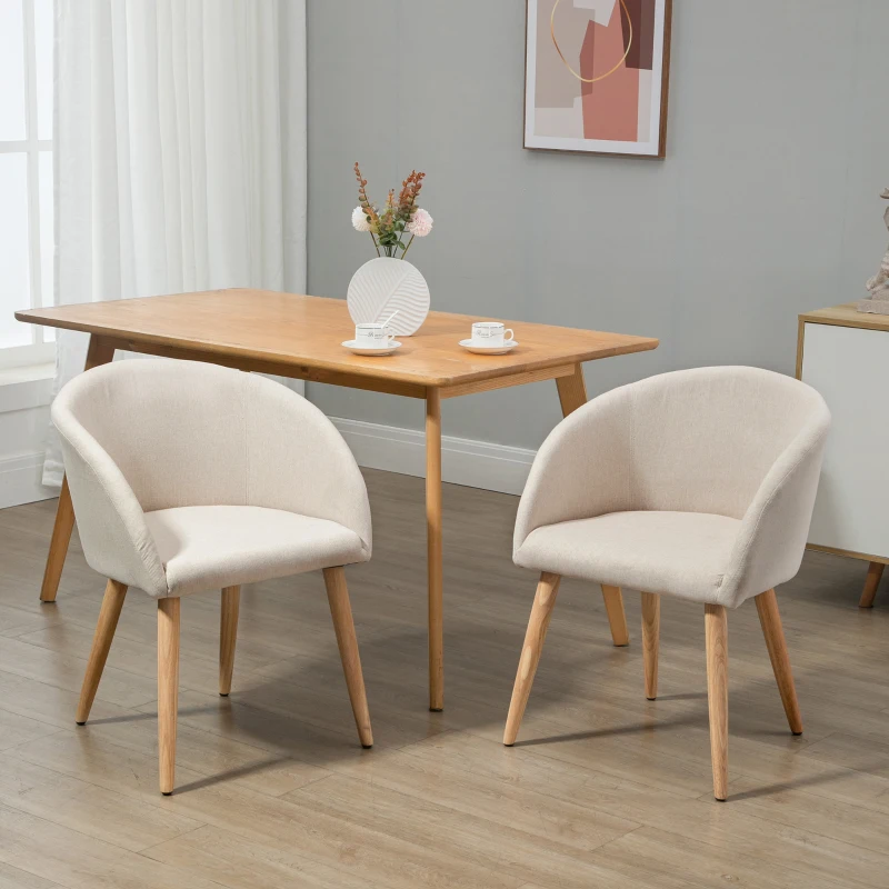 HOMCOM Conjunto de 2 sillas de comedor silla de cocina Diseño escandinavo Patas inclinadas Asiento Respaldo apoyabrazos ergonómicos