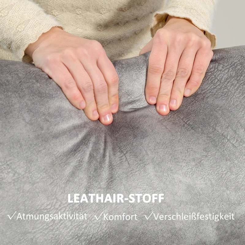 HOMCOM Dubbelzit-Stoel, Relaxstoel met Verstelbare Dubbele Rugleuning en Voetensteun, voor Woonkamer, Stoffen Bekleding, Grijs(m-5)