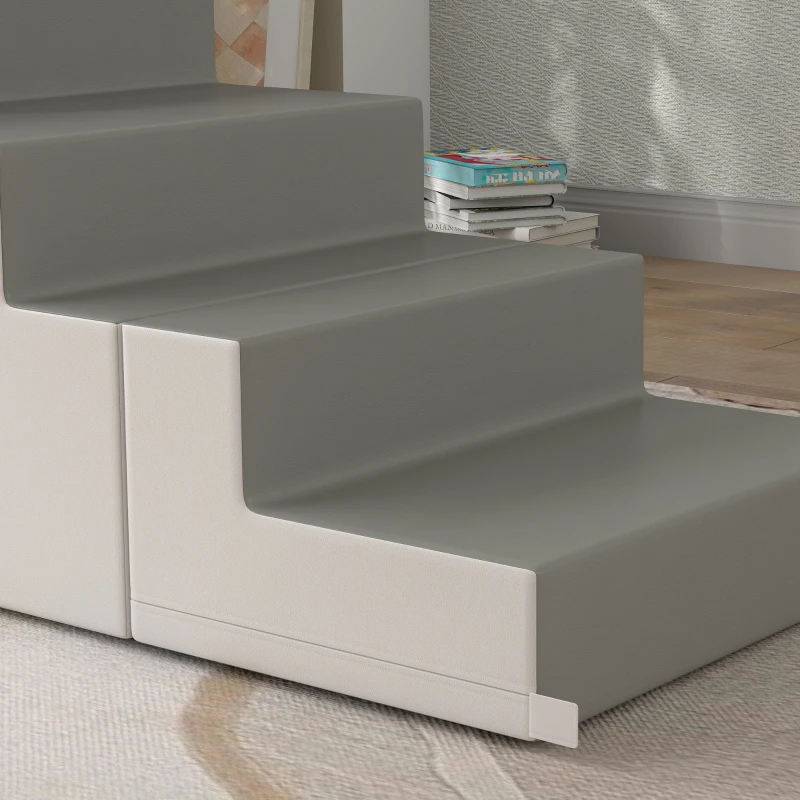 HOMCOM Juego de Escalada y Deslizamiento para Niños, fomenta la Motricidad, Cuero Artificial, Espuma EPE, 86x49x47 cm, Gris