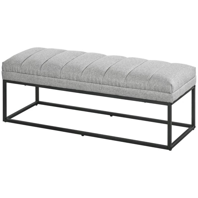 HOMCOM Banco en diseño industrial banco de cama patas de metal Rosado + Negro
