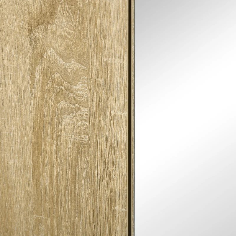 kleankin Armario de pared para baño con espejo estantes y 2 puertas kit instalación mural incluido 60x15x60 cm natural