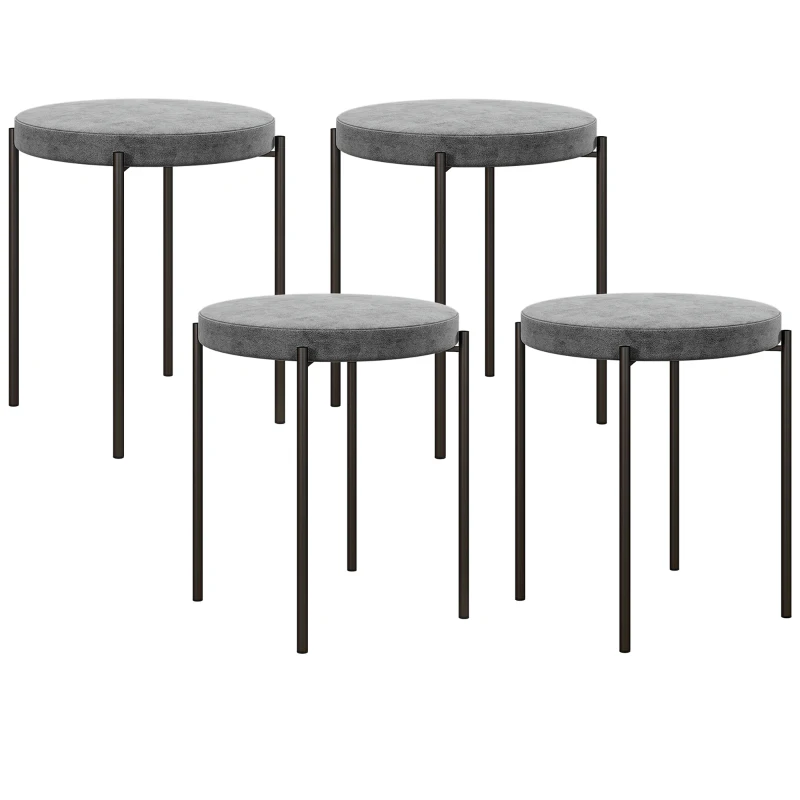 HOMCOM Conjunto de 4 sillas de cocina apilables de terciopelo capacidad hasta 120kg marco de acero 41,5x41,5x46 cm Gris Oscuro