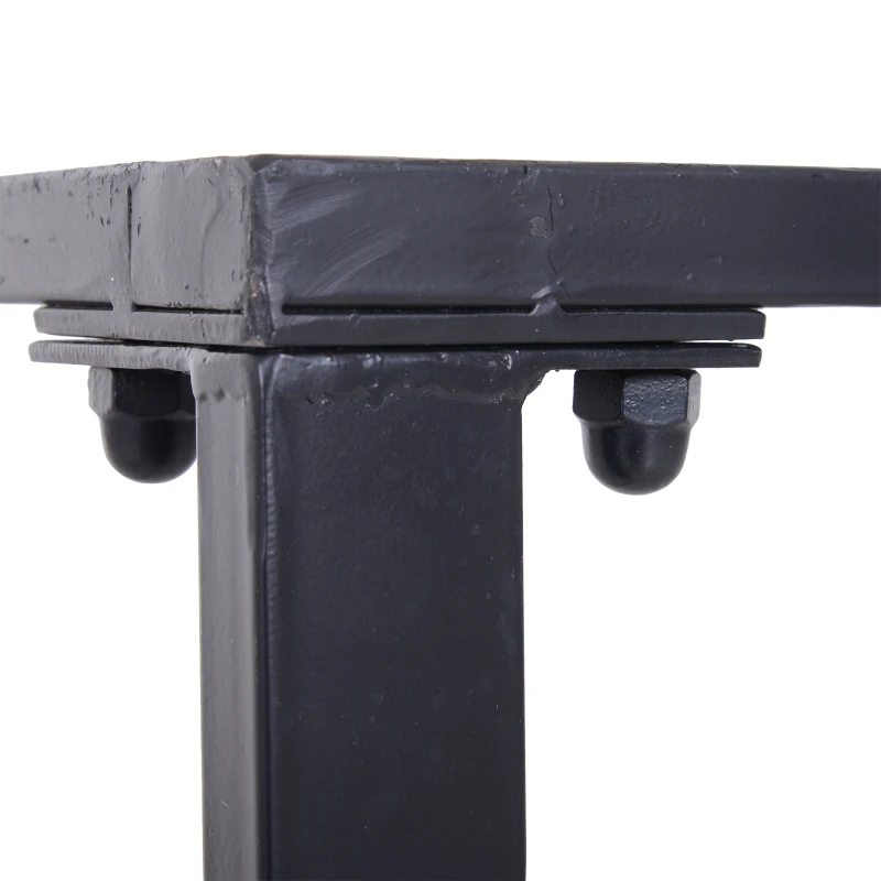 Outsunny Gartengarnitur für 4 Personen, 1 Tisch & 2 Bänke, Metall, Schwarz