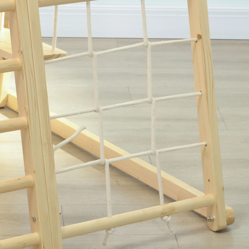 HOMCOM Set de Escalada 5 en 1 con columpio muro de escalada cuerda y trepar en madera barras de mono para niños