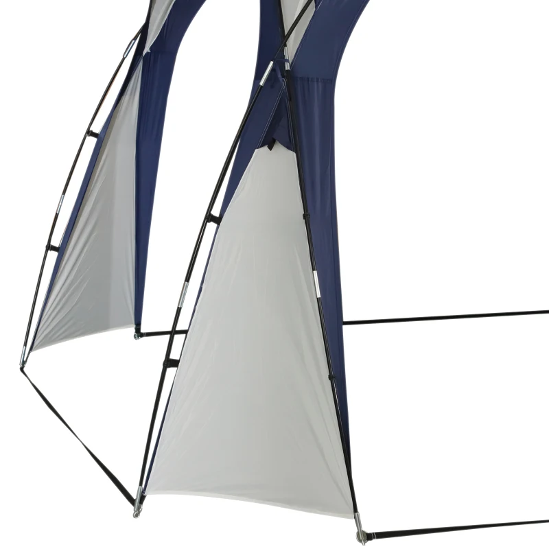 Outsunny Kuppelzelt für 6-8 Personen, Pavillon, Schutz vor Sonne und Nieselregen, 3,5 x 3,5 x 2,22 m, Cremeweiß
