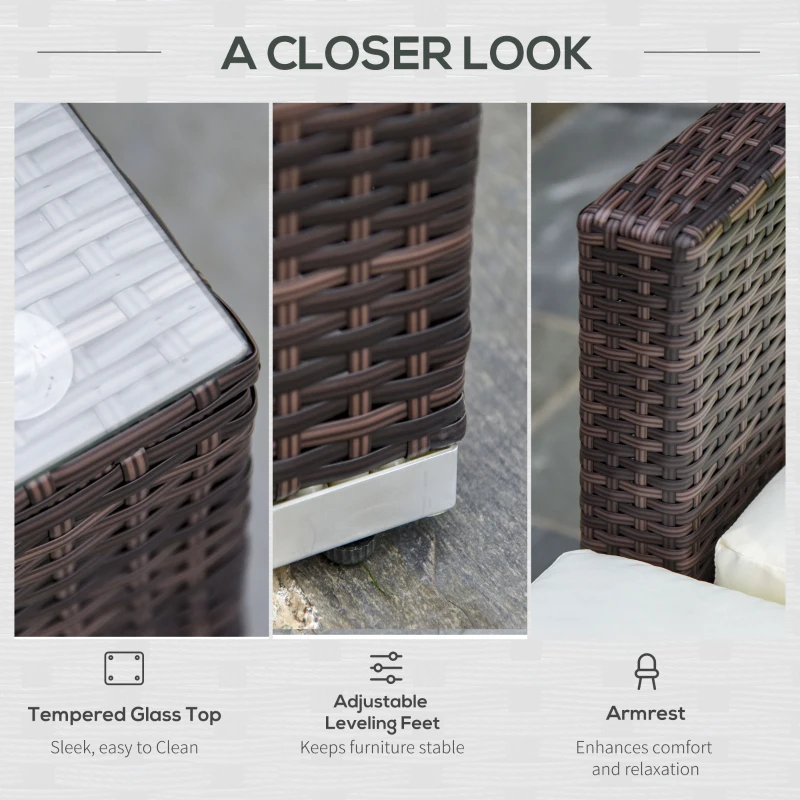 Outsunny outdoor bankstel van 5 met bijzettafel in rotan look