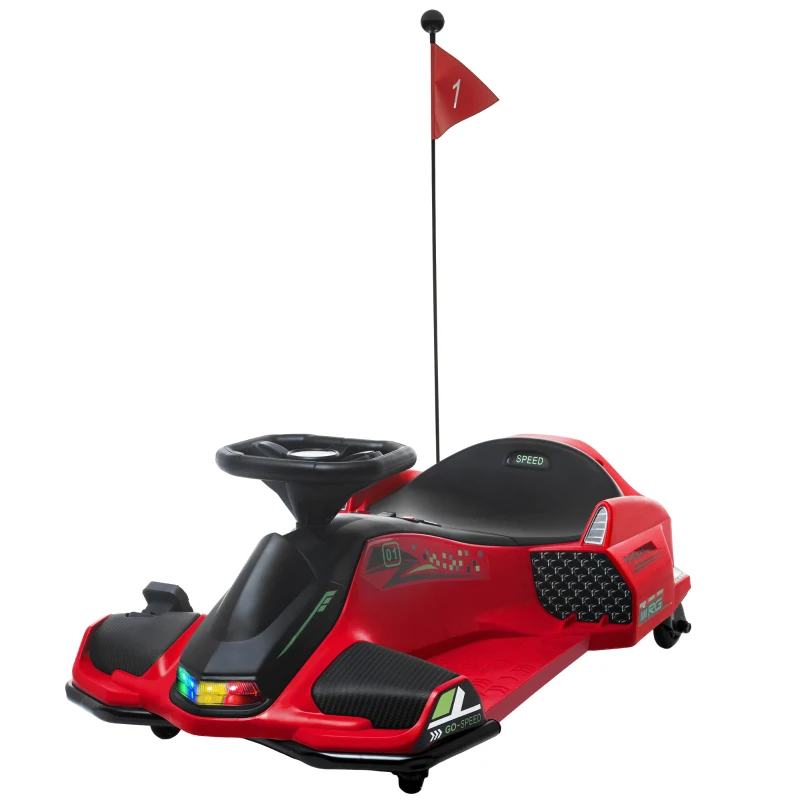 HOMCOM Go Kart Eléctrico para Niños 8-12 Años Velocidad 3-8 km/h con Luces y Música, Rojo(m-6)
