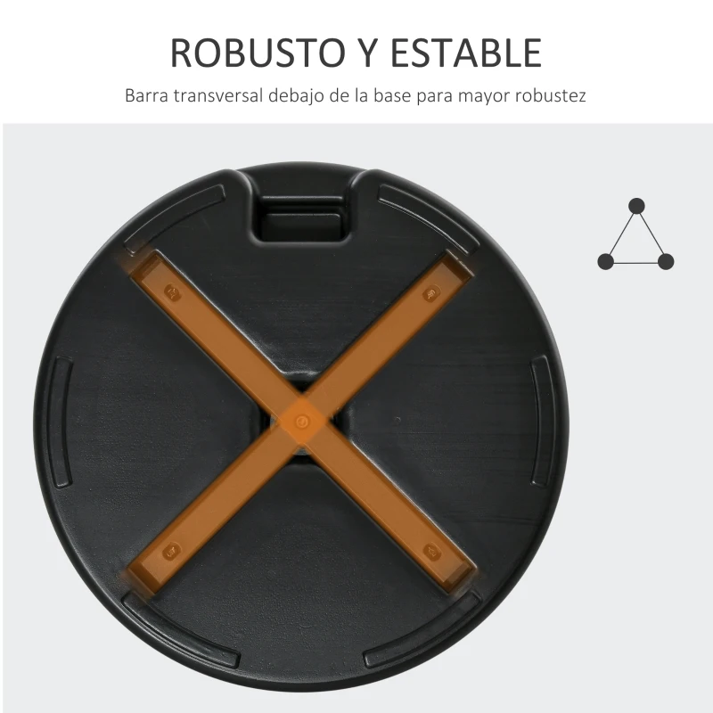 Outsunny Base para Chapéu de Sol Recarregável com Água 30kg Base Chapéu de Sol Redonda para Mastros de 38mm 48mm Metal e Plástico para Jardim Terraço Ø55x38cm Preto