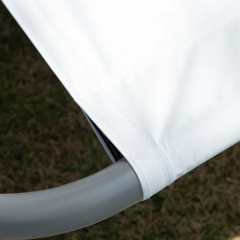 Outsunny Doppelliege Sonnenliege Relaxliege mit Sonnendach rollbar Stahl Cremeweiß/Grau
