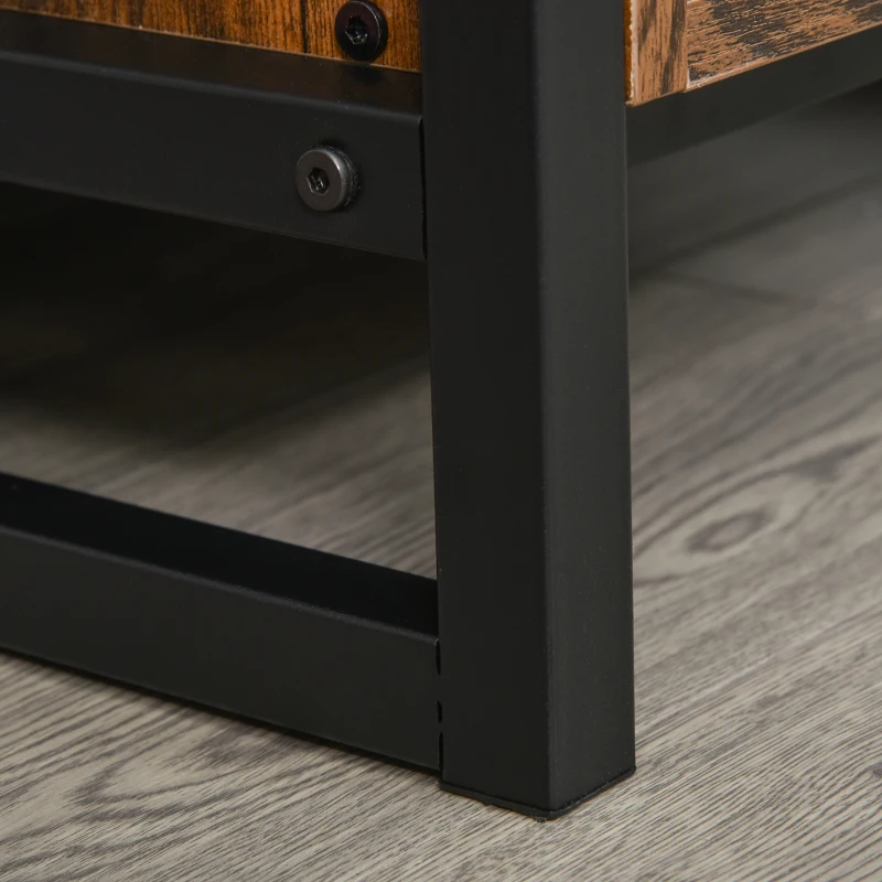 HOMCOM Estante para vino industrial estantería para 9 botellas soporte para copas de vino integrado de madera envejecida vetas