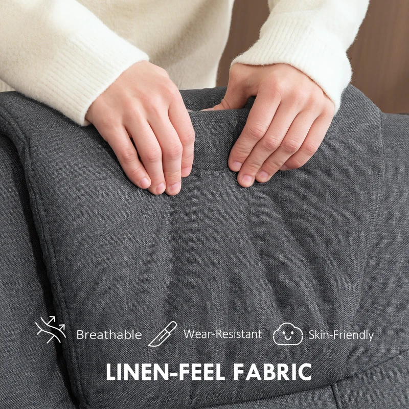 HOMCOM Swivel Recliner Chair with Footstool - Charcoal Grey Linen