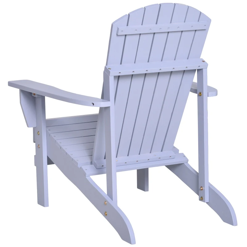 Outsunny Adirondack-Gartenstuhl mit Becherhalter Gartenliege Balkonstuhl Massivholz Grau 72,5 x 97 x 93 cm