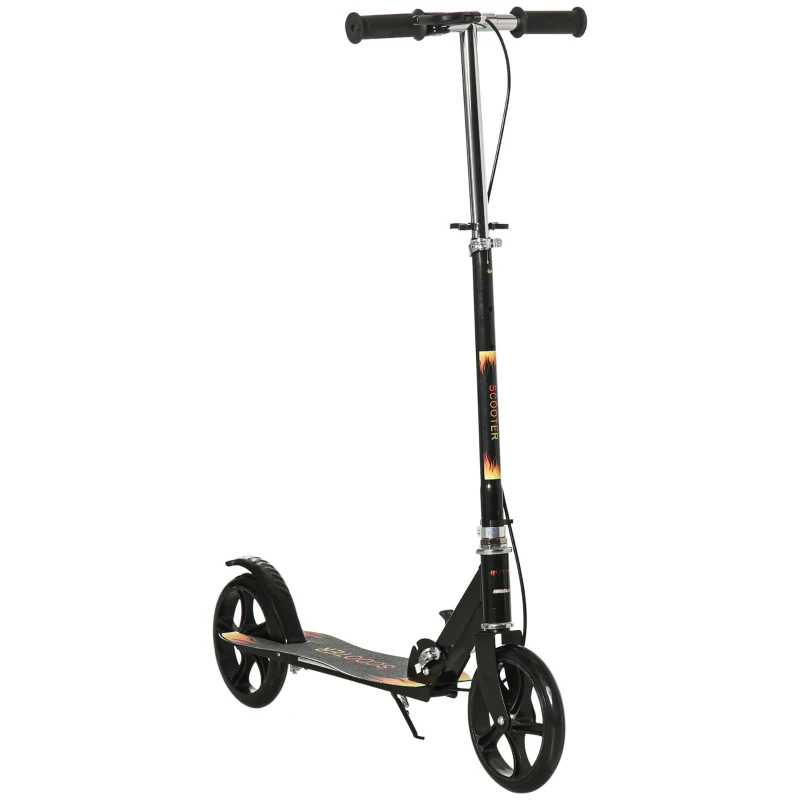 HOMCOM Scooter plegable para niños con manillar ajustable en altura y doble freno 86x35x93-103 cm Negro