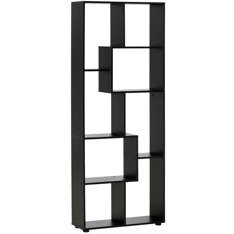 HOMCOM Biblioteca Estantería Zig zag Diseño Contemporáneo 70x24x178 cm Paneles de Partículas Negro