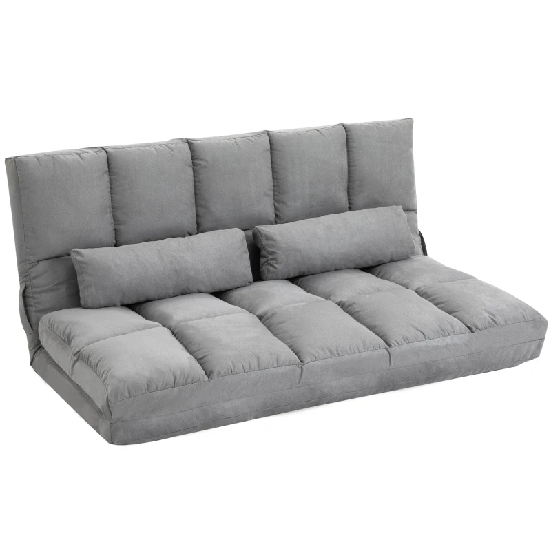 HOMCOM Sofá de Suelo Plegable con Respaldo Reclinable en 7 Niveles y Cojines Sofá Moderno para TV Juegos Lectura 130x73x60 cm