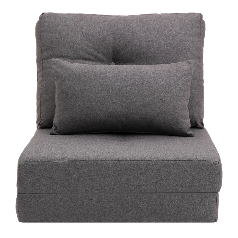 HOMCOM Sofá de Suelo Colchoneta Plegable Diseño 2 en 1 cojín extraíble 60x80x56 cm Gris Oscuro