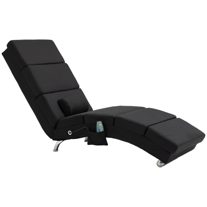 HOMCOM Poltrona Relax Ergonomica, Massaggiante e Riscaldante con Telecomando, 56 x 168 x 84 cm, Nero