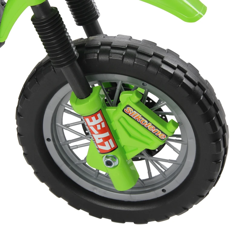 HOMCOM Moto Cross eléctrica Niños 3 a 6 Años 6 V faros claxon músicas 102x53x66 cm Verde y Negro