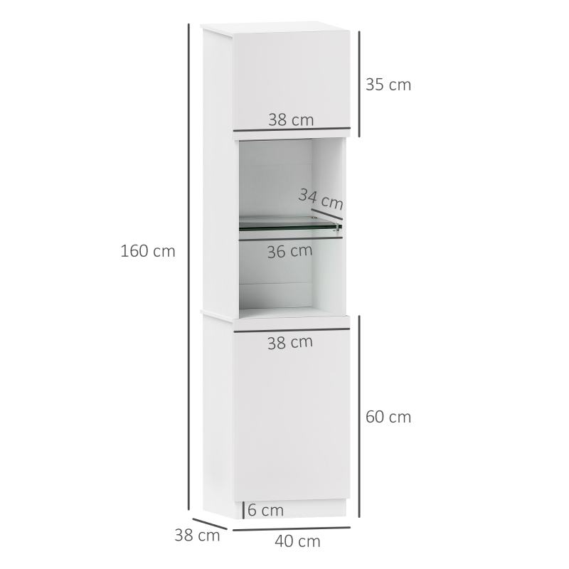 HOMCOM Biblioteca Mueble de Almacenamiento estantería de almacenamiento con 2 puertas estantes ajustables 40x38x160 cm Blanco