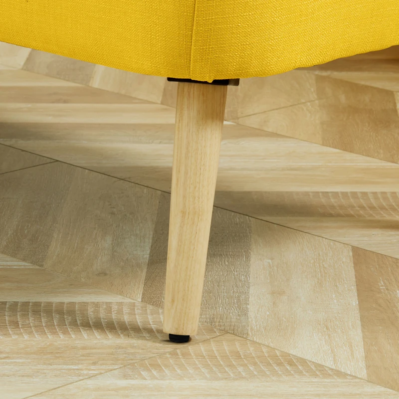 HOMCOM Sofá de 2 plazas acolchado suave revestimiento fácil de limpiar soporta hasta 150 kg 117x56,5x77 cm Amarillo