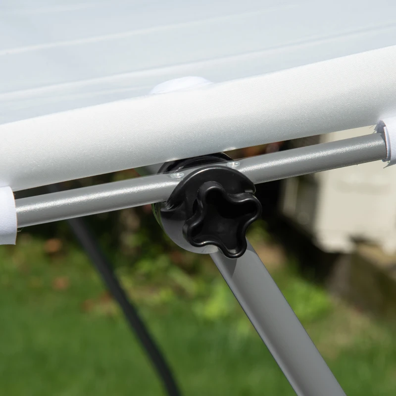 Outsunny Doppelliege Sonnenliege Relaxliege mit Sonnendach rollbar Stahl Cremeweiß/Grau