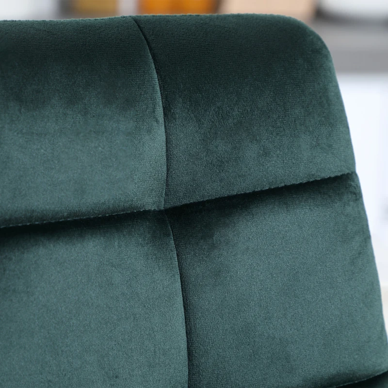 HOMCOM Conjunto de 2 taburetes de bar diseño terciopelo capitonado y patas de acero altura 77 cm Verde oscuro