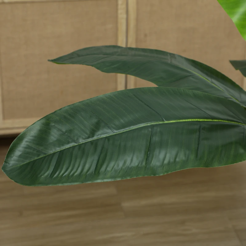 HOMCOM Conjunto de 2 plantas artificiales interiores 120 cm bananeros en maceta decorativa para casa oficina salón habitación