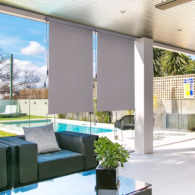 Outsunny Persiana Vertical para Balcón y Terraza, Protección contra el Viento, Panel Lateral, Privacidad con Manivela 200x120 cm