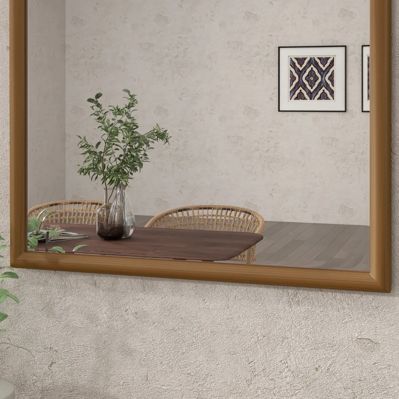 HOMCOM Espejo de pared arco 110x65 cm Marco de madera Espejo arqueado para salón dormitorio entrada Marrón oscuro