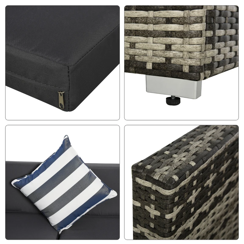 Outsunny outdoor bankstel van 5 met bijzettafel in rotan look