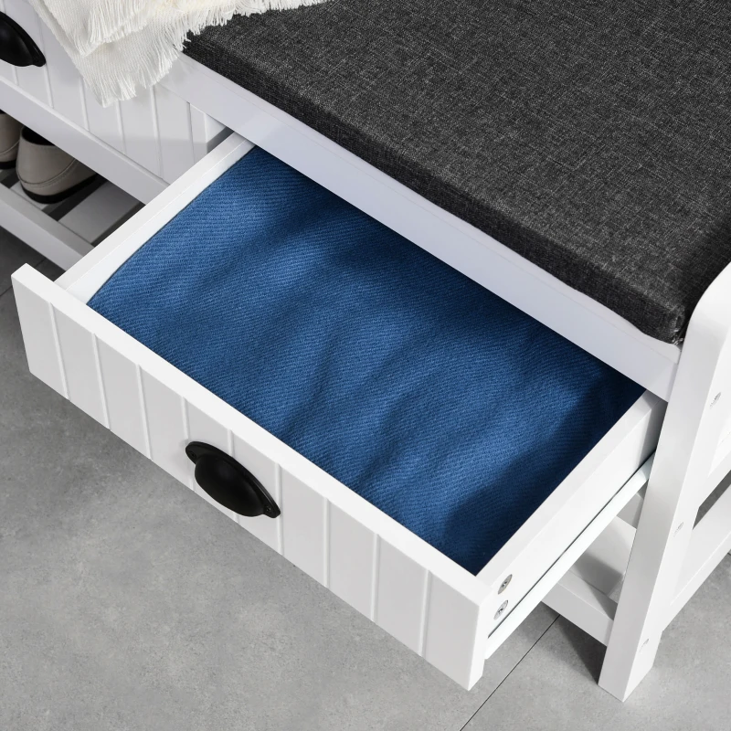 HOMCOM Perchero con Ganchos Perchero con Banco para Entrada Pasillo Metal MDF Blanco + Gris