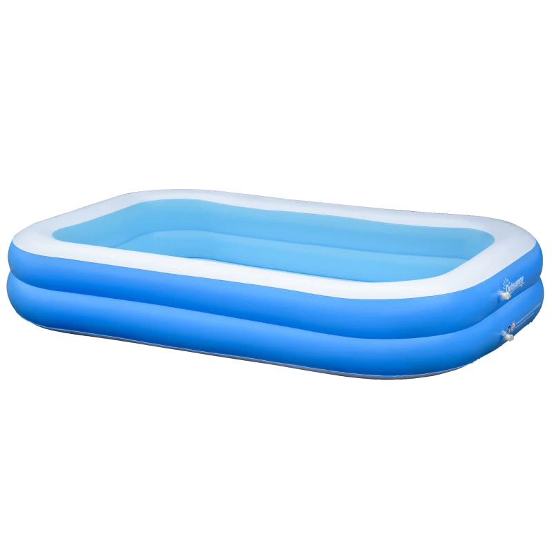 Outsunny Piscina Inflável Retangular 1300 Litros 262x176x56cm para 1-2 Pessoas Piscina Insuflável para Adultos e Crianças para Jardim Pátio Exterior Azul