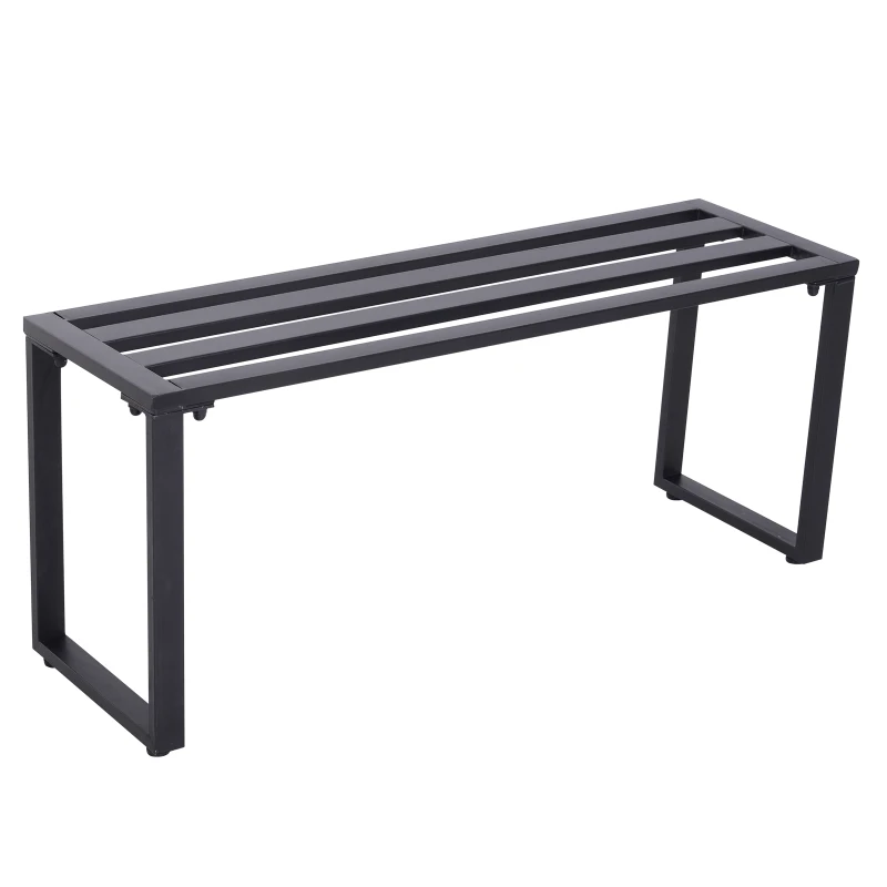 Outsunny Gartengarnitur für 4 Personen, 1 Tisch & 2 Bänke, Metall, Schwarz